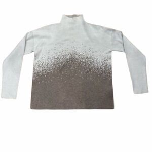 Christian Siriano White and Brown Turtleneck Sweater